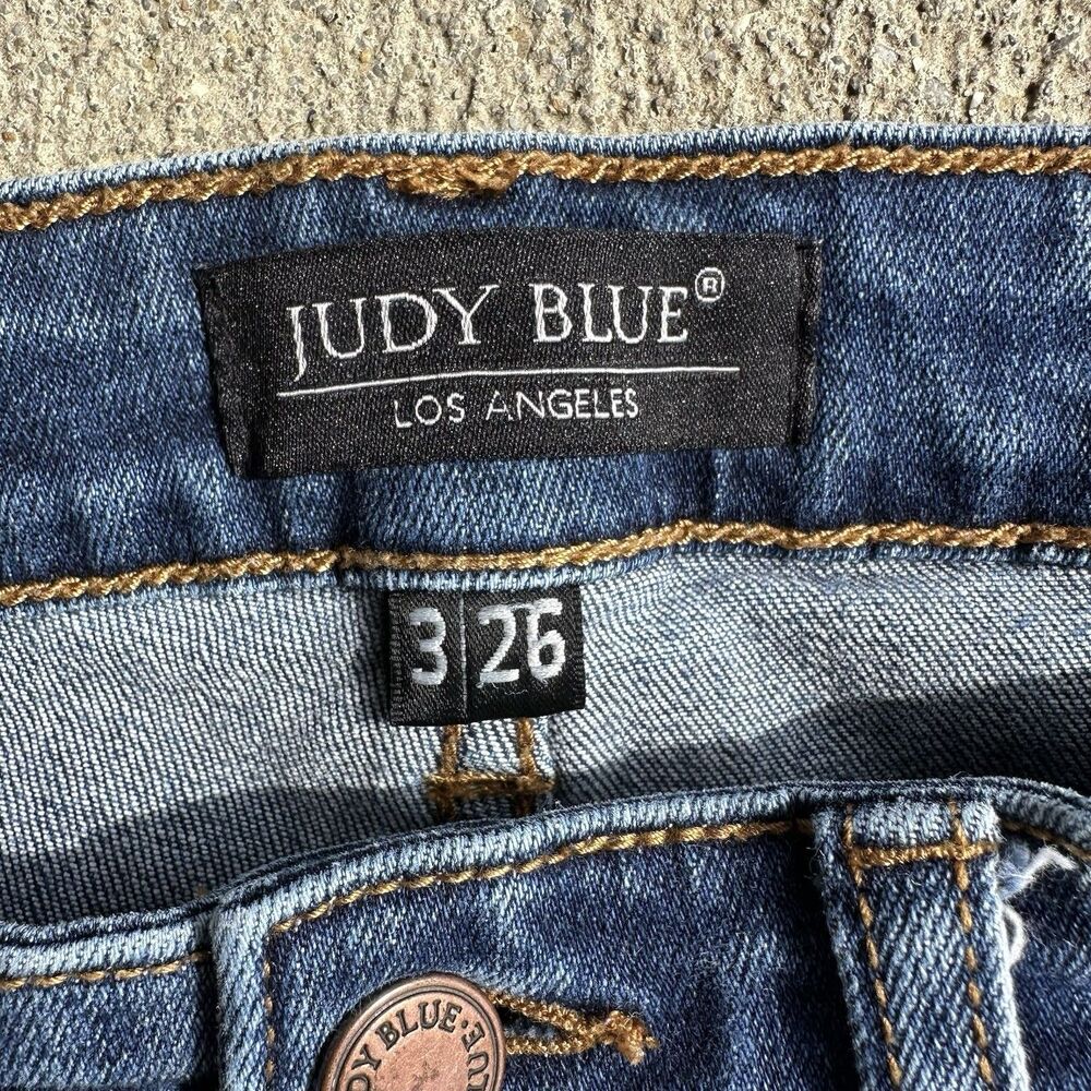 Judy Blue Jeans Womens 3 (26) Blue Skinny Fit Mid Rise Stretch Distressed Denim - Picture 4 of 16